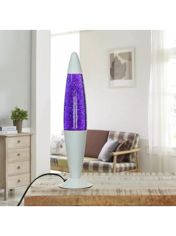 Licht-Erlebnisse Lavalampe EEK G Ø 11 x (H)42 cm in Glitter (Violett) Transparent WeißGlitter (Violett) Transparent Weiß