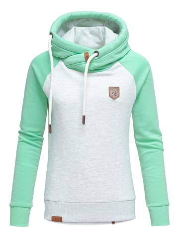 REPUBLIX Kapuzenpullover RILEY in Hellgrau Melange/Mint