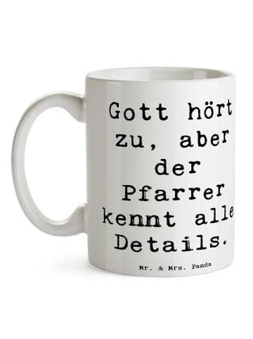 Mr. & Mrs. Panda Kaffeebecher Spruch Pfarrer Details mit Spruch in Weiß
