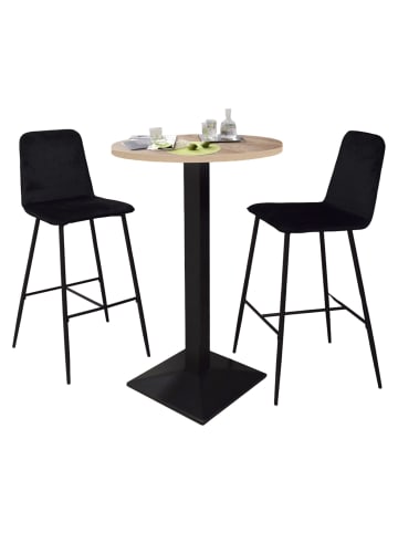 58 aufm Kessel TRESENTISCH rund Eleanore 70 cm schwarz matt/eiche sägerau