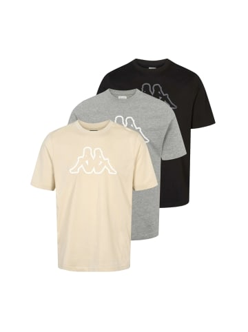 Kappa T-shirt KMLogo Cromen 3-Pack in Black-Grey-Beige Fog