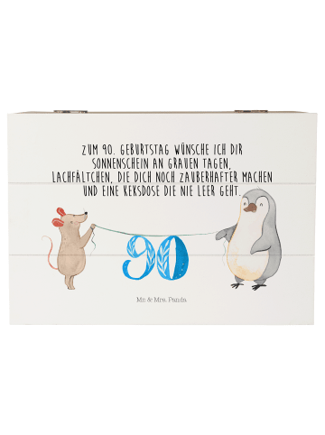 Mr. & Mrs. Panda Geschenkbox 90. Geburtstag Maus Pinguin mit Spruch in Weiß