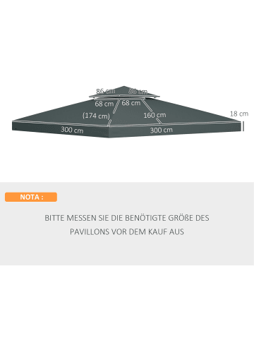Outsunny Pavillondach 3 x 3 m Kohlegrau