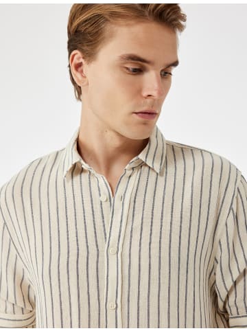 KOTON SHIRTS LS in Beige Gestreift