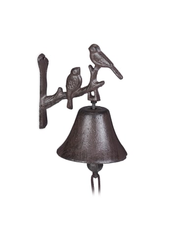 relaxdays 4 x Türglocke Vogel Motiv in Braun