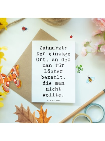 Mr. & Mrs. Panda Klappkarte Spruch Zahnarzt Lochgebühr mit Spruch in Weiß