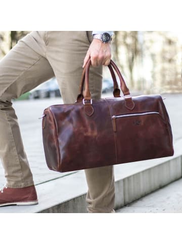 SID & VAIN Leder-Reisetasche echt Leder Weekender groß | Ledertasche braun SEATTLE in braun