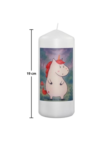 Mr. & Mrs. Panda Bedruckte Kerze Einhorn Wut Design ohne Spruch in Weiß