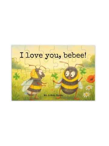 Mr. & Mrs. Panda Puzzle Bienen Paar Design mit Spruch in Weiß