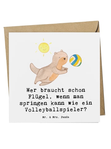 Mr. & Mrs. Panda Klappkarte Volleyball Sprung mit Spruch in Weiß