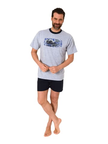 NORMANN kurzarm Schlafanzug Shorty Pyjama - 77287 in grau