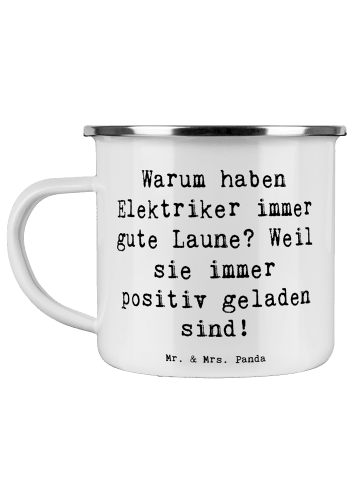 Mr. & Mrs. Panda Kaffeebecher Spruch Positiver Elektriker mit Sp... in Weiß