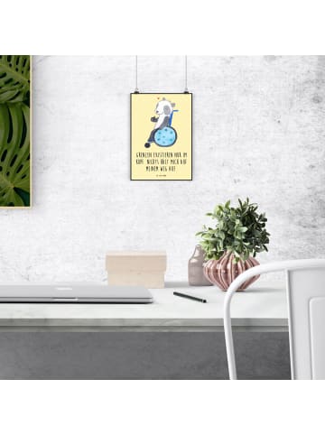 Mr. & Mrs. Panda wanddeko Panda Rollstuhl mit Spruch in Gelb Pastell