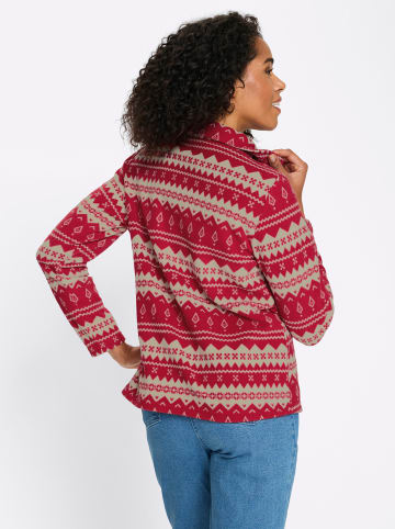 Sieh an! Fleece-Shirt in rot-beige-bedruckt