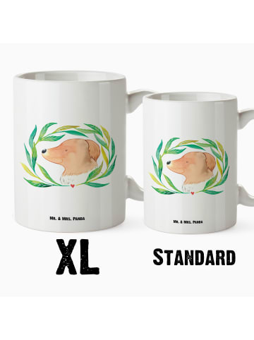 Mr. & Mrs. Panda Haferl Hund Blumen ohne Spruch in Weiß