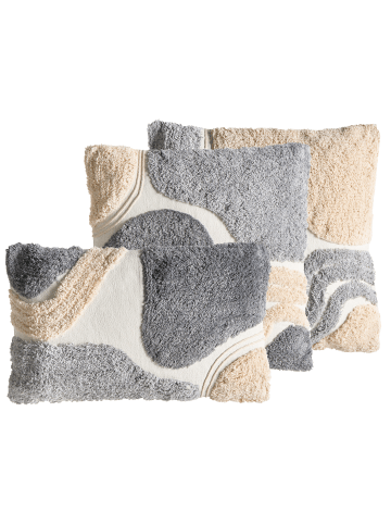 Beliani 3er-Set Dekokissen ALSTONIA in Beige/Grau/Weiß