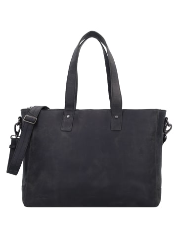 Plevier Shopper Tasche Leder 41 cm Laptopfach in schwarz