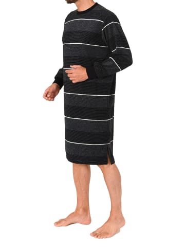 NORMANN Frottee Nachthemd langarm Bündchen - 86937 in schwarz