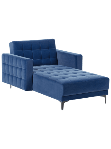 Beliani Chaiselongue ABERDEEN in Blau/Schwarz - (W) 107 x (H) 83 x (L) 189 cm