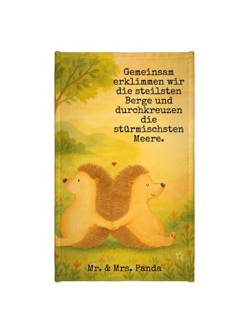 Mr. & Mrs. Panda Handtuch Igel händchenhaltend Design mit Spruch in Weiß