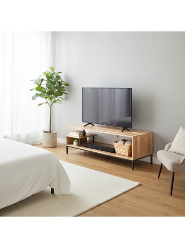 relaxdays TV-Lowboard in Natur/ Schwarz - (B)106 x (H)40 x (T)39,5 cm