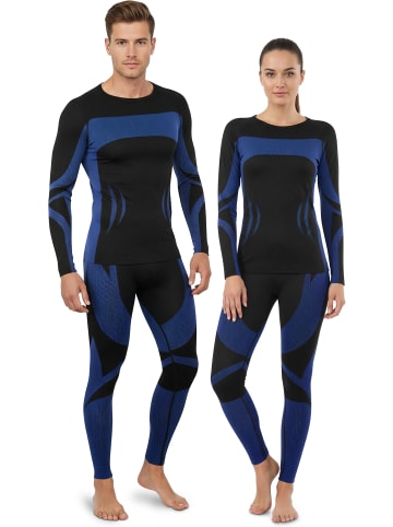 normani 2 x Thermounterhose Lange Skiunterwäsche Unisex in Schwarz/Blau