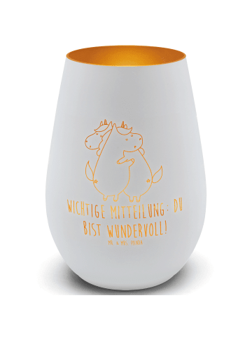 Mr. & Mrs. Panda Kerzenglas Einhorn Mitteilung mit Spruch in Weiß