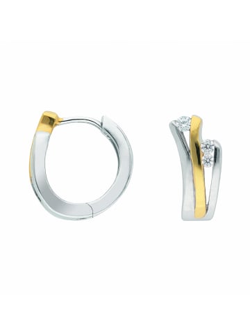 Adeliás Damen 925 Silber Ohrringe / Creolen mit Zirkonia Ø 13,1 mm in silber
