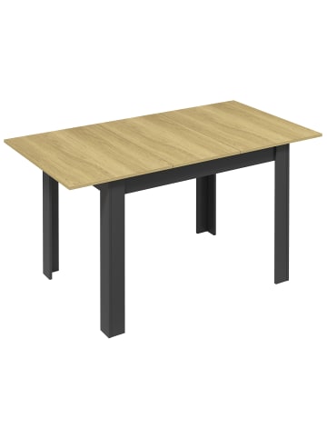 VCM Esstisch Küchentisch Pesoli ausziehbar 120-160 cm in Anthrazit / Honig-Eiche