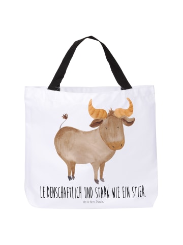 Mr. & Mrs. Panda Shopping Bag Sternzeichen Stier mit Spruch in Weiß