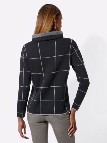 creation L Jacquard-Pullover in schwarz-silberfarben