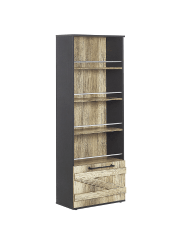 Beliani Bücherregal SALTER in Braun/Schwarz - (W) 60 x (H) 163 x (L) 30 cm