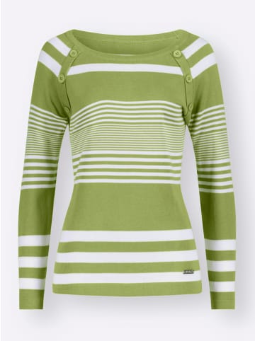 WITT WEIDEN Pullover in kiwi-weiß-gestreift