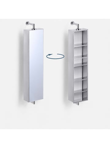 relaxdays Spiegelschrank in Silber – (B)25 x (H)120 x (T)12 cm