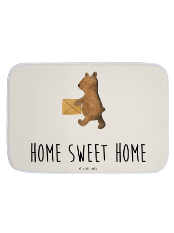 Mr. & Mrs. Panda Badezimmerteppich Bär Zuhause mit Spruch in Weiß