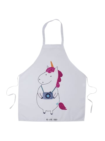 Mr. & Mrs. Panda Kochschürze Einhorn Fotograf ohne Spruch in Weiß