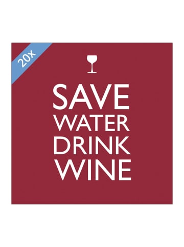 ppd 20er Set Papier Servietten 33 x 33 cm in Save Water Drink Wine