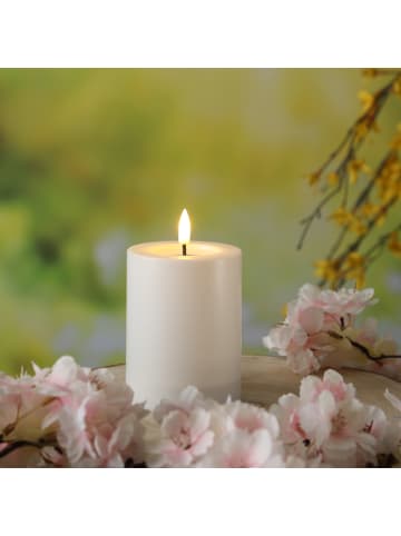 MARELIDA LED Solar Kerze Outdoorkerze Lichtsensor 7,5x12,5cm in weiß