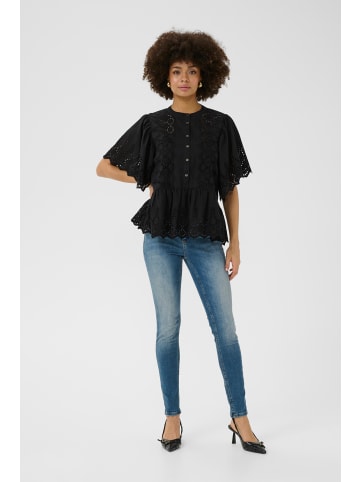 CULTURE Kurzarm-Bluse CUhawaii Relaxed fit in Black