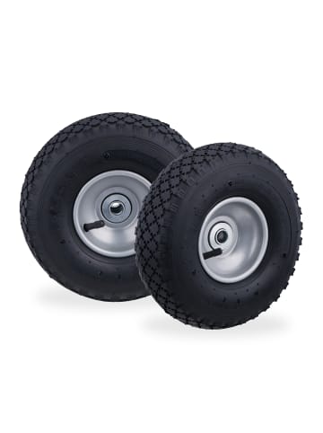relaxdays 4x Sackkarrenrad in Schwarz-Grau - (H)85 x Ø260 mm