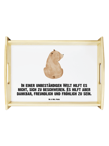 Mr. & Mrs. Panda Servier Tablett Bär Schulterblick mit Spruch in Weiß