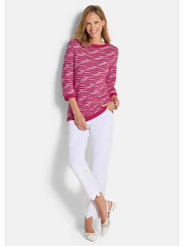 GOLDNER Baumwollpullover mit Wellenstruktur in pink / gemustert
