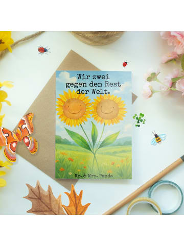 Mr. & Mrs. Panda Grußkarte Blume Sonnenblume Design mit Spruch in Weiß