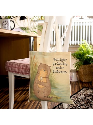 Mr. & Mrs. Panda Einkaufstasche Otter Muschel Design mit Spruch in Weiß