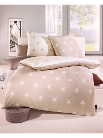 JACK 3 tlg. Mako Satin Bettwäsche 200x200cm Stars in Beige