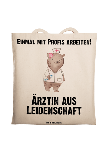 Mr. & Mrs. Panda Tragetasche Ärztin Leidenschaft mit Spruch in Creme