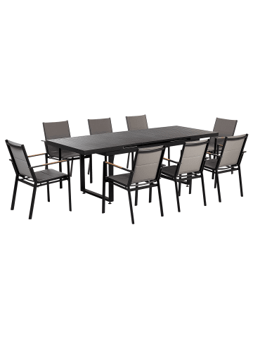 Beliani 3-tlg Gartentisch Set VALCANETTO/BUSSETO in Schwarz/Grau