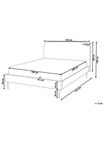Beliani Doppelbett FLAYAT in Grau/Gold - (W) 193 x (H) 109 x (L) 215 cm
