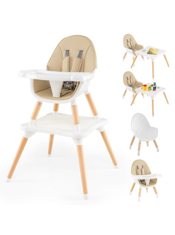 COSTWAY 6 in 1 Hochstuhl Baby in Khaki