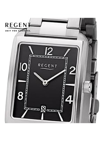 Regent Analog-Armbanduhr Regent Metallarmband silber extra groß (ca. 28,5x41,5mm)